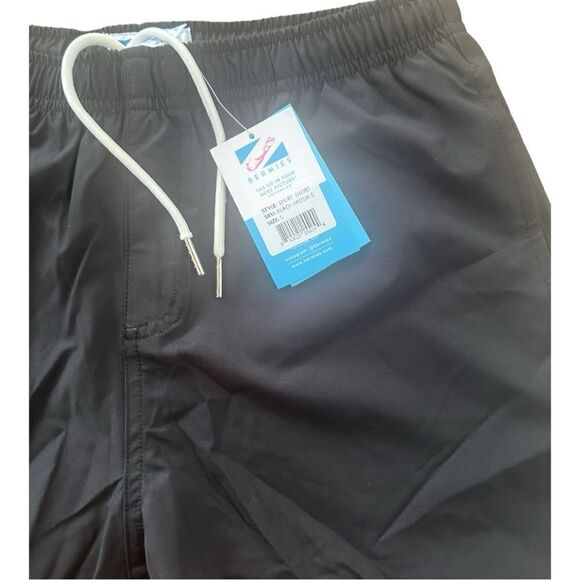 Bermies Men's Black Summer Waterproof Solid Elastic Waist Shorts Size Small NWT - Picture 5 of 7